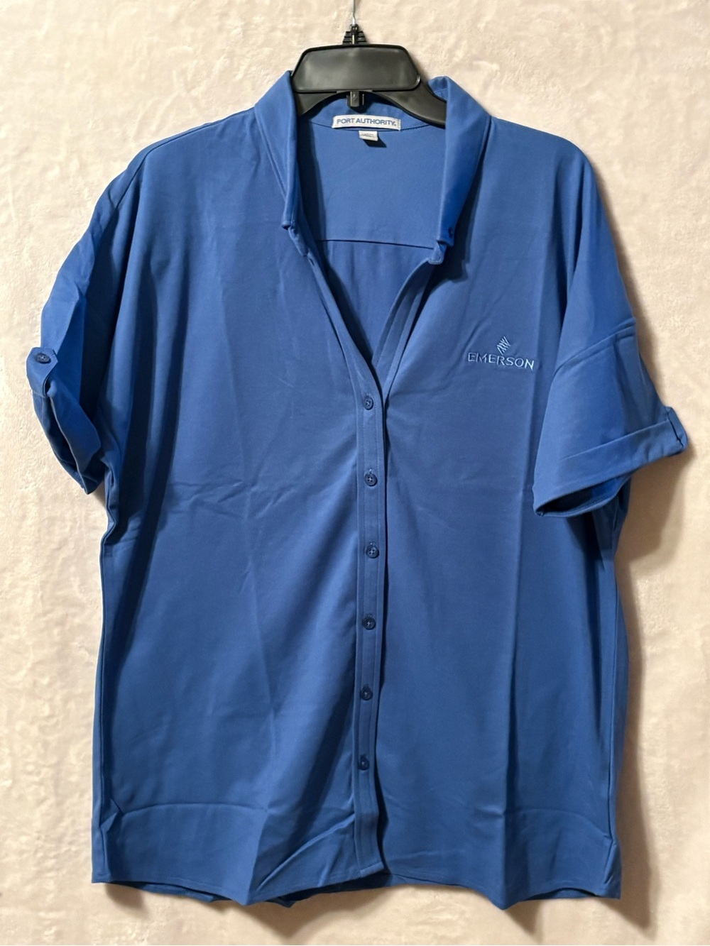 Port Authority Blue Short-Sleeve Button-Down Shirt